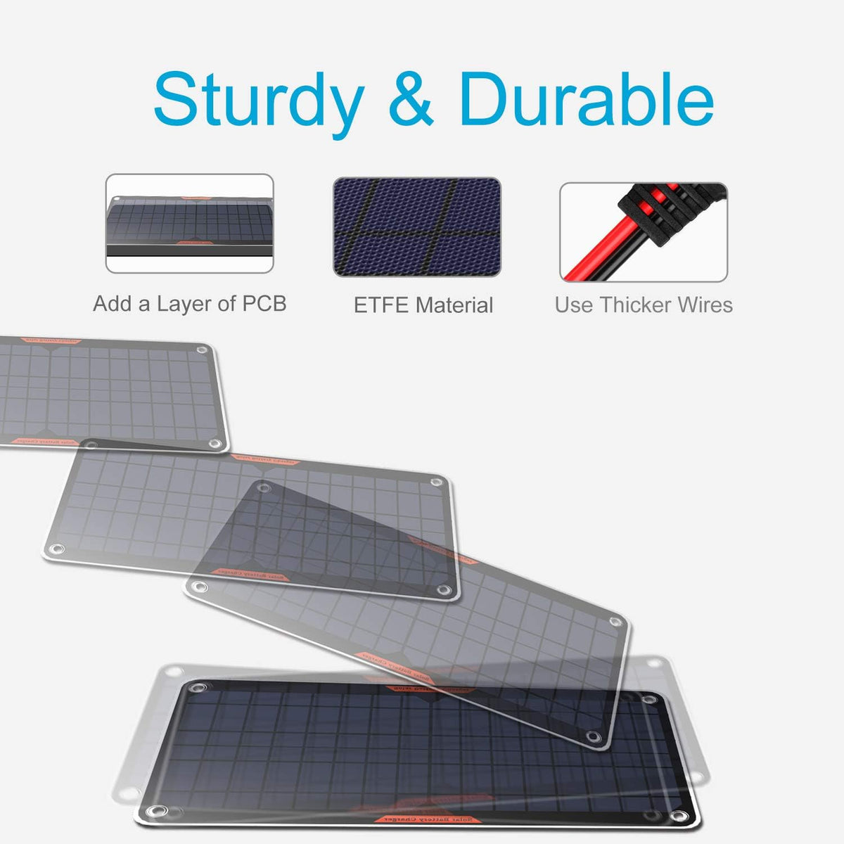 10W 12V Solar Panel Car Battery Charger Portable Waterproof Trickle Charger & Maintainer with Cigarette Lighter Plug & Alligator Clip Pack of 2 X994595