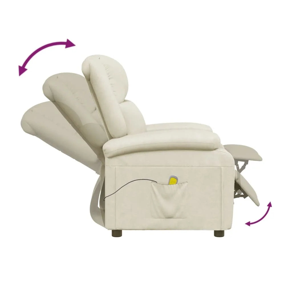 Cream White Faux Leather Massage Chair F379