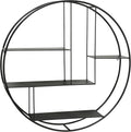 Black Iron Round Metal Wall Shelf, 4 Levels I311326
