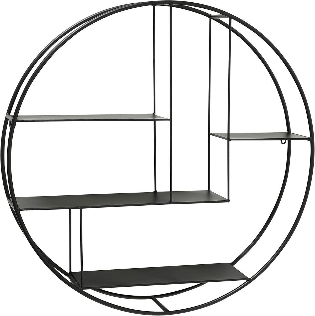 Black Iron Round Metal Wall Shelf, 4 Levels I311326