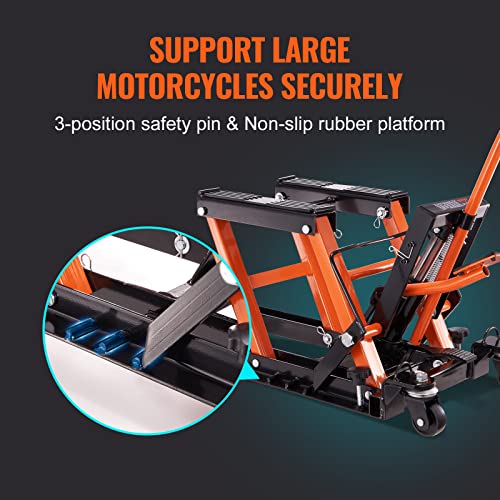 Hydraulic Motorcycle Lift Jack 1500 LBS Capacity with 4 Wheels K730995