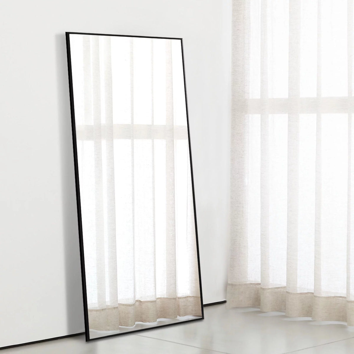 51"x16" Rectangular Full Length Floor Mirror with Stand Black L82892