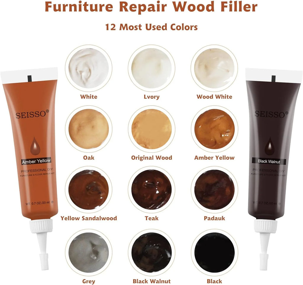 Wood Furniture Repair Kit with 12 Colors Wood Filler N9353