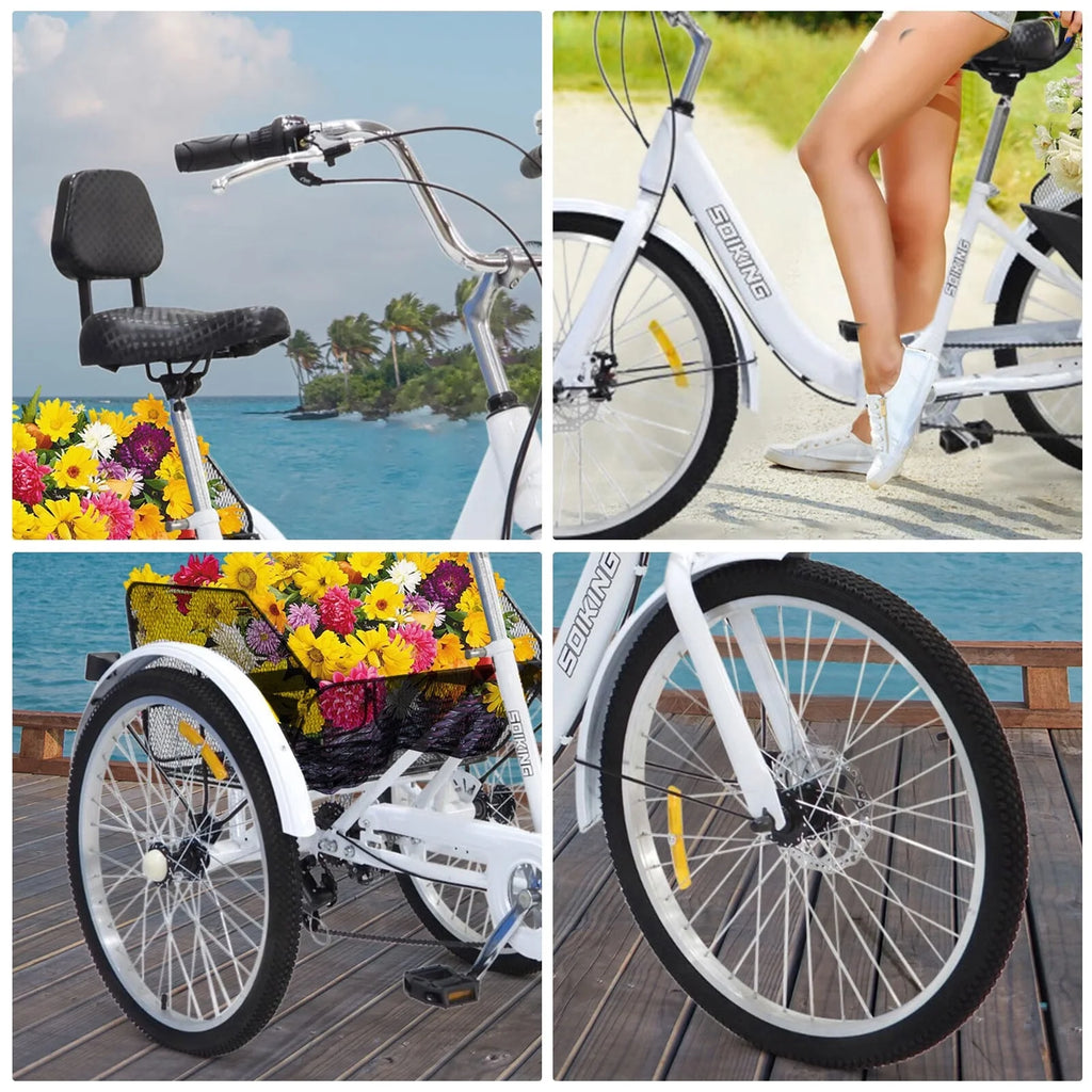 Adult Tricycle Road Bike with Shopping Basket I483