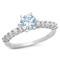 1.05ct Round Cut Blue Simulated Diamond 18k White Gold Ring E540963