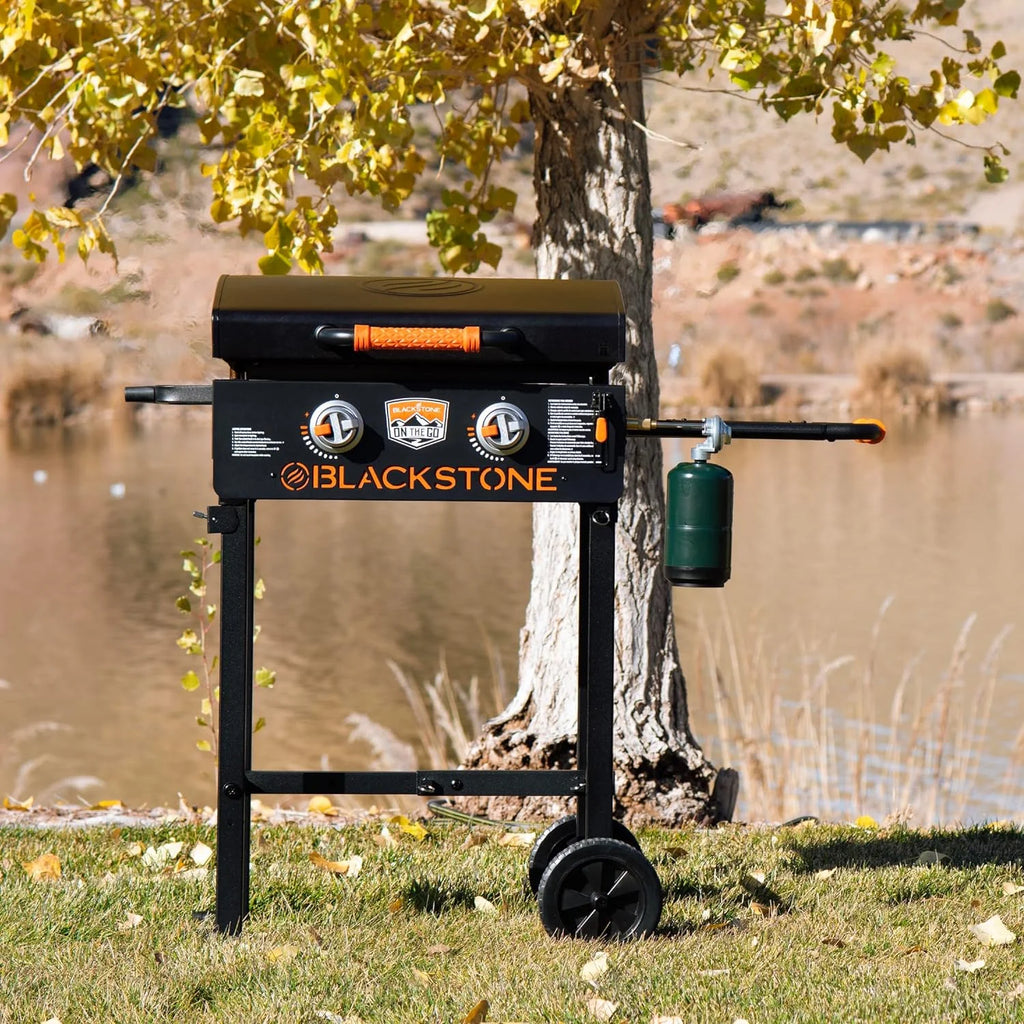 22 inch Propane Flat Top Gas Grill with Hood and Stand J92693