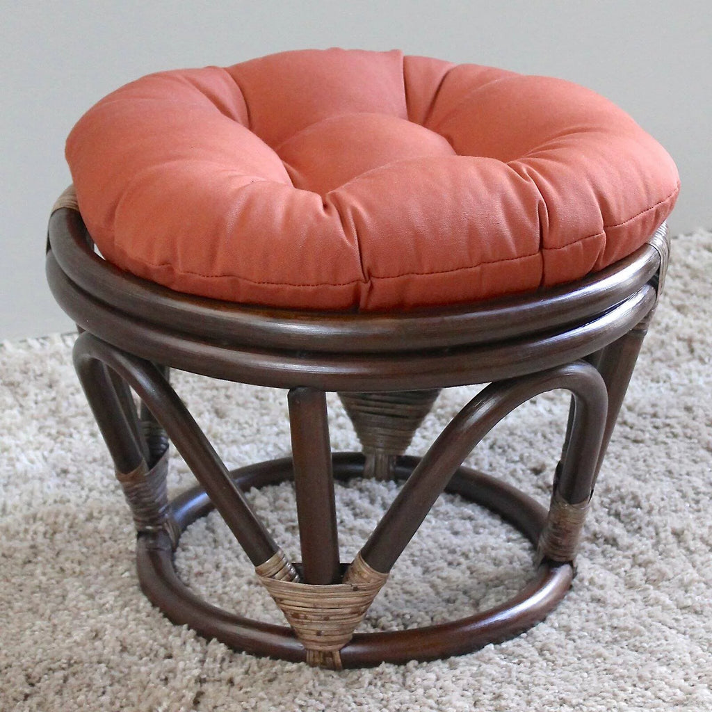 Rattan Footstool with Twill Cushion R734
