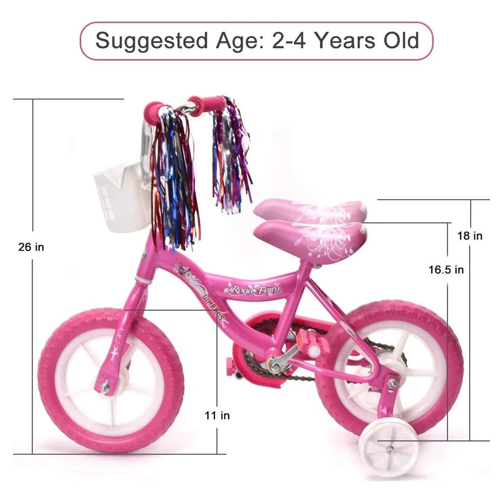 12 In. Kids Bike with Training Wheels Pink Z33225