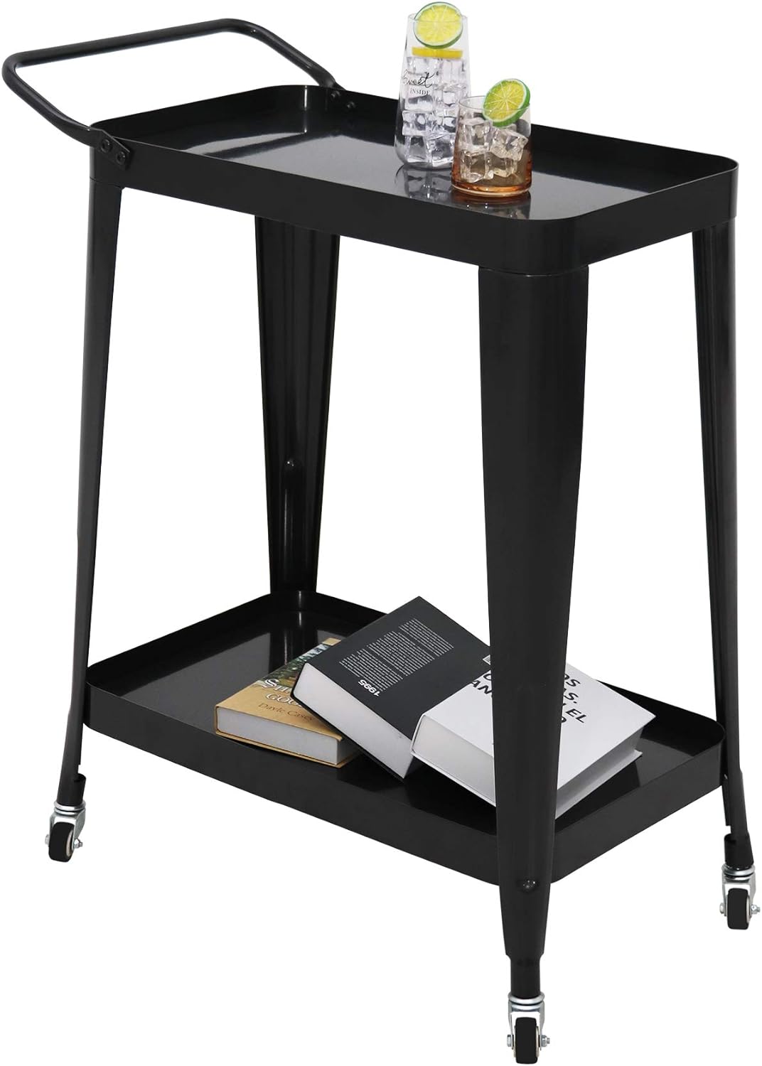 2-Tier Rolling Utility Cart with Swivel Wheels T3391