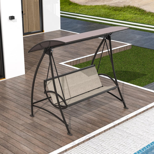 3-Seat Outdoor Swing with Adjustable Canopy and Stand B8480