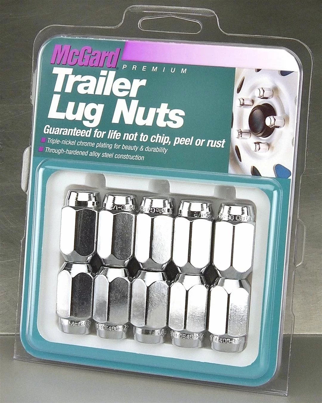 Chrome Cone Seat Trailer Lug Nut Set 1/2-20 Thread Size Pack of 10 A84693
