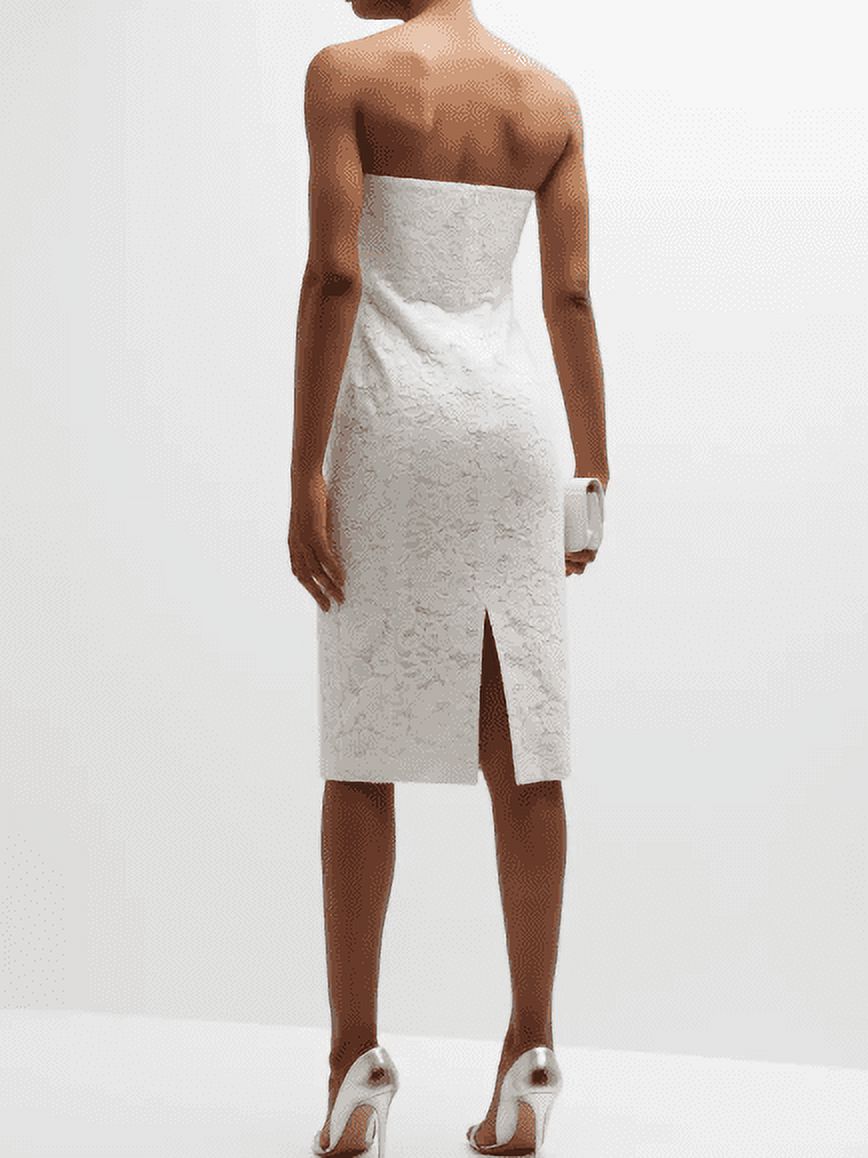 Off White Lace Strapless Midi Dress D18147