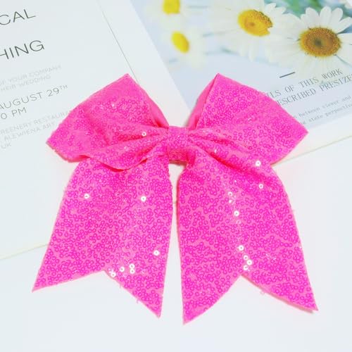 7 Inch Sequin Red Hair Bow Clips M813640