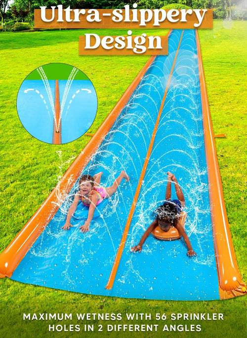 25ft x 7ft Double Water Slide with Sprinkler and 2 Inflatable Boards J975931