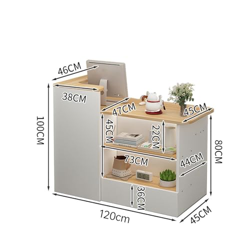 White Grey Wooden Cashier Counter with Storage Space K55687