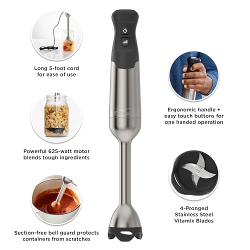 5-Speed Immersion Blender Bundle, 625-Watt Motor, Stainless Steel/Black R441