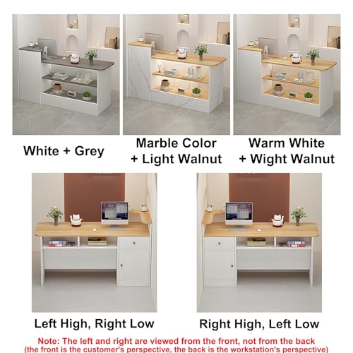 White Grey Wooden Cashier Counter with Storage Space K55687