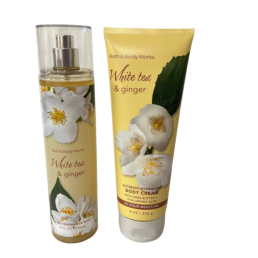 White Tea & Ginger Fragrance Mist & Body Cream Set 8 fl oz D425
