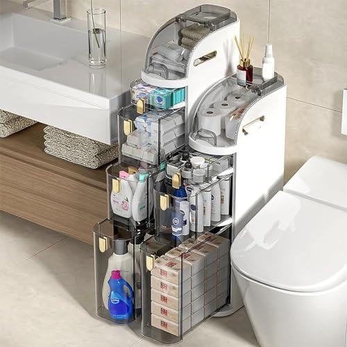 3/4/5 Tier Narrow Tall Slim Storage Cabinet with Clear Drawers V5407