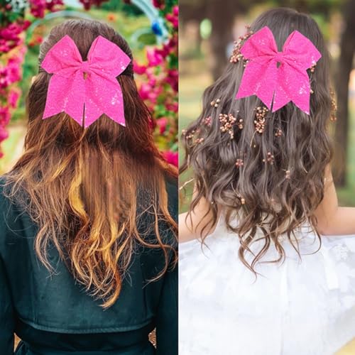 7 Inch Sequin Red Hair Bow Clips M813640