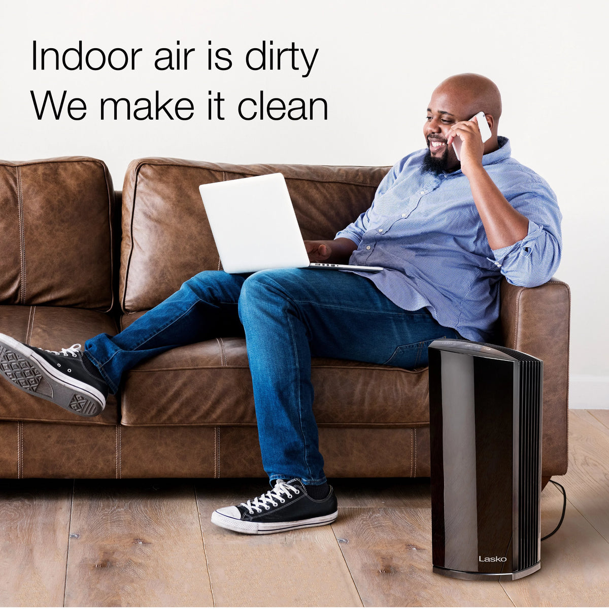 Black HEPA Filter Air Purifier Tower with Timer W38615