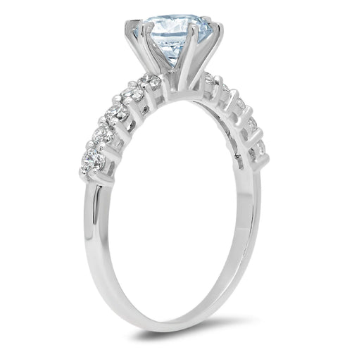 1.05ct Round Cut Blue Simulated Diamond 18k White Gold Ring E540963
