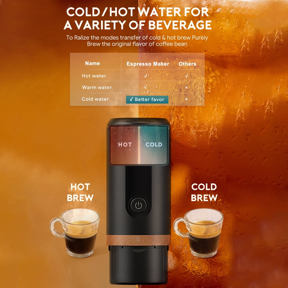 Portable Espresso Machine 9 Bar Pressure Rechargeable 2 in 1 Black M804