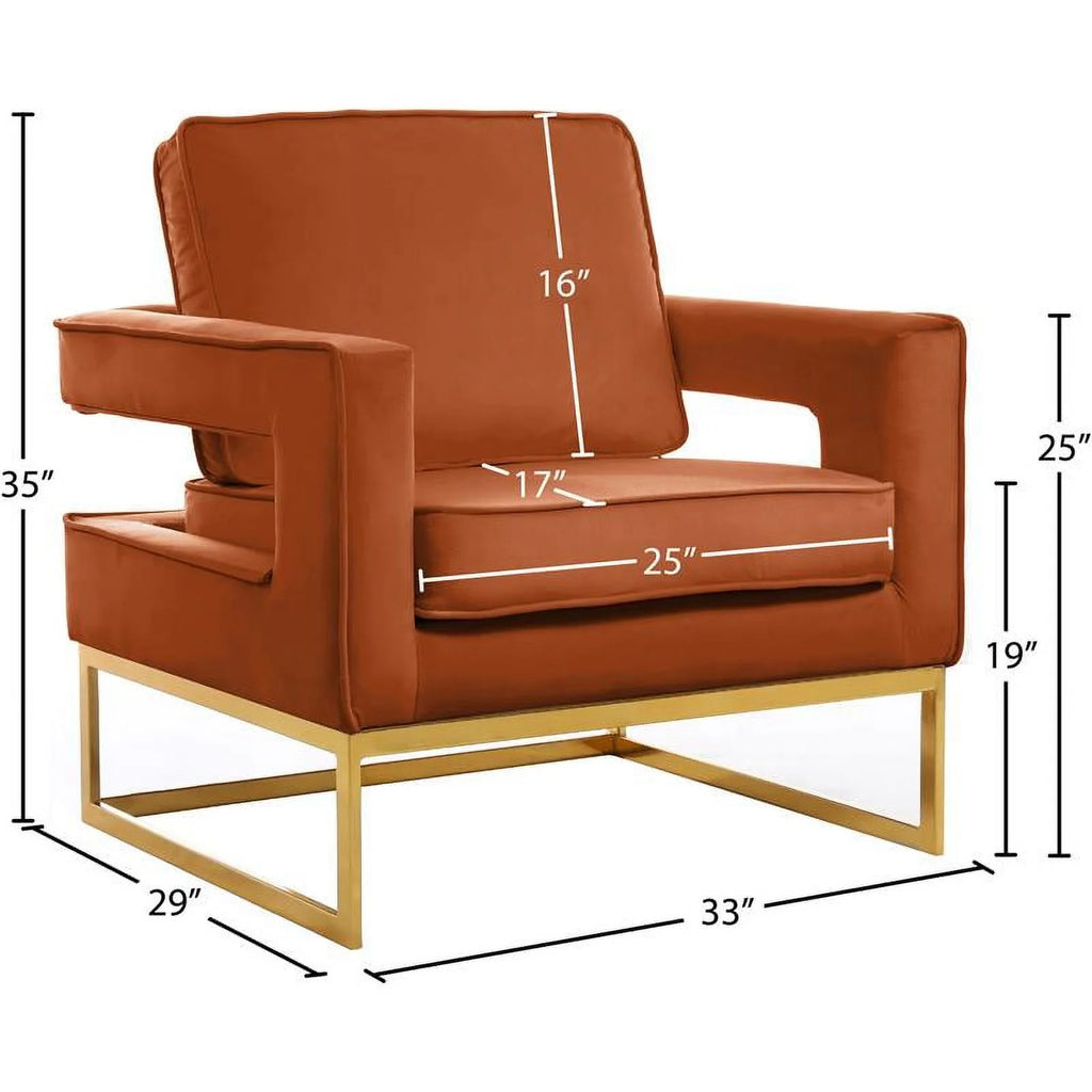 Velvet Accent Chair in Cognac and Gold Z964