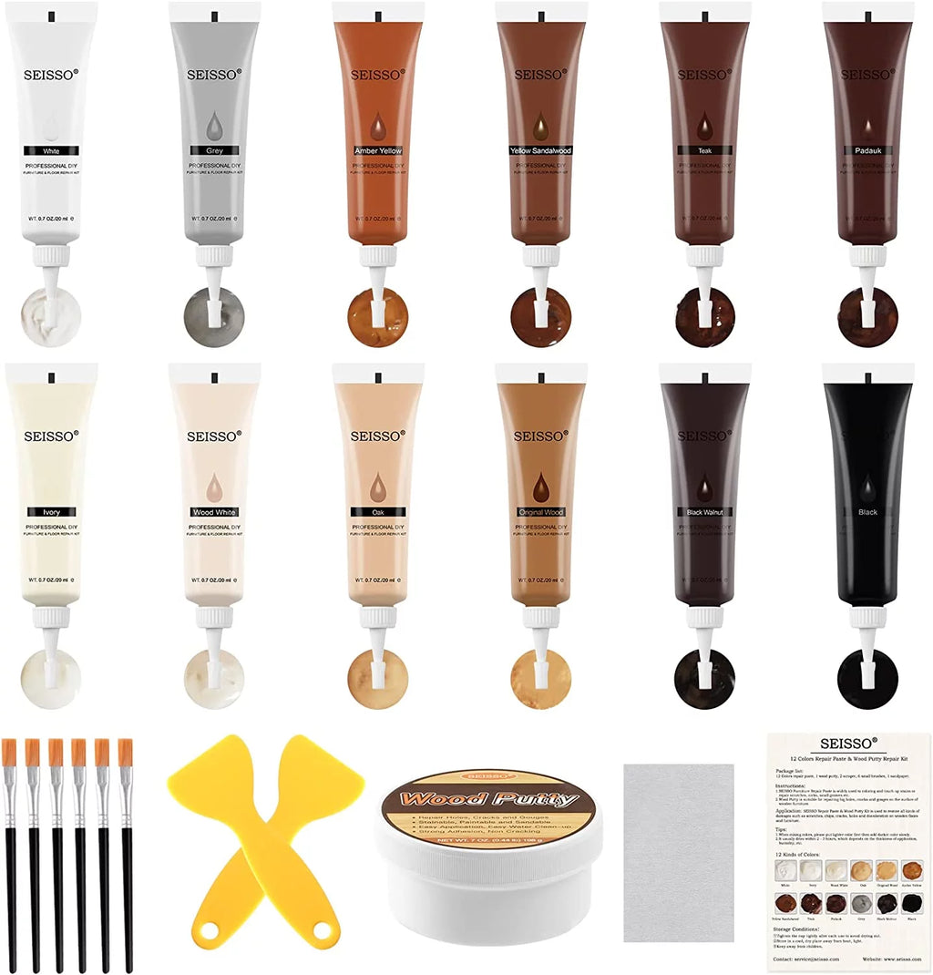 Wood Furniture Repair Kit with 12 Colors Wood Filler N9353