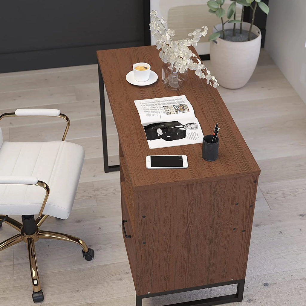 Rustic Computer Desk with Shelving and Drawer M58571