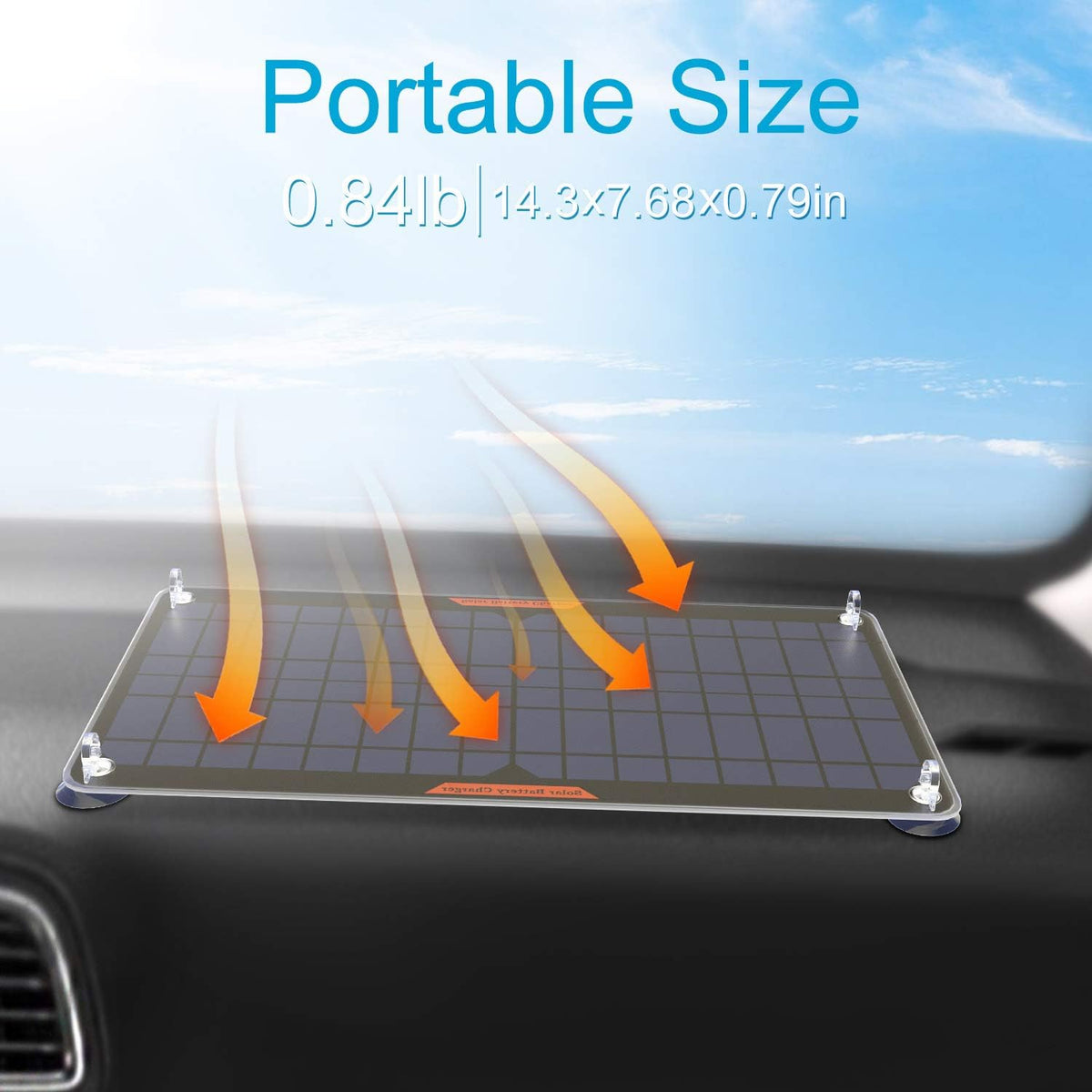 10W 12V Solar Panel Car Battery Charger Portable Waterproof Trickle Charger & Maintainer with Cigarette Lighter Plug & Alligator Clip Pack of 2 X994595