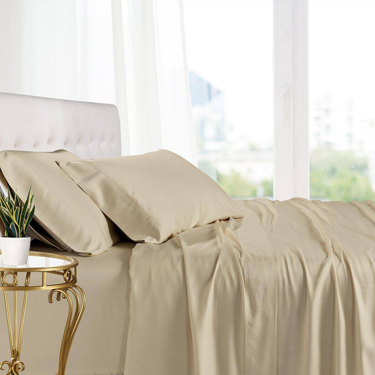 Adjustable Split King Bamboo Sheets Linen O7685