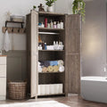 Light Rustic Oak Storage Pantry Cabinet with 2 Doors and Adjustable Shelves O2359