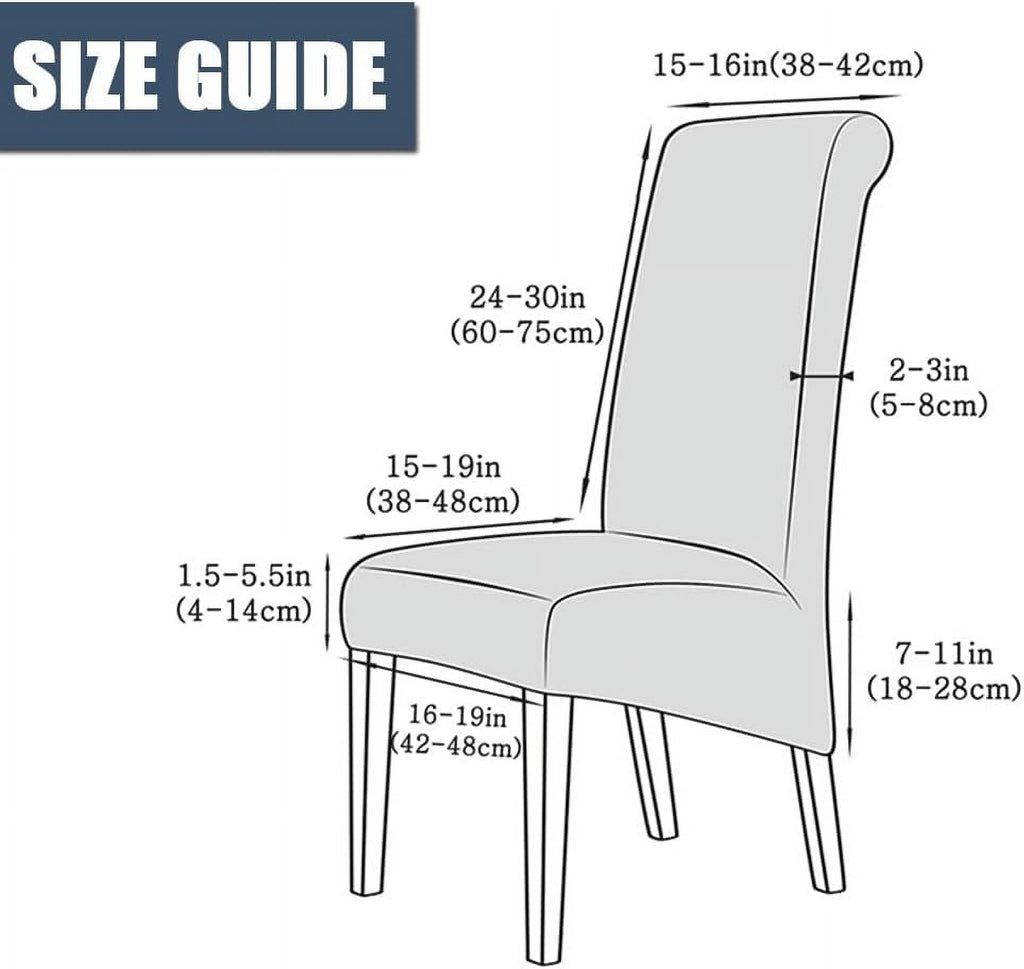 Black PU Leather XL Stretch Dining Chair Covers Set of 2 J363
