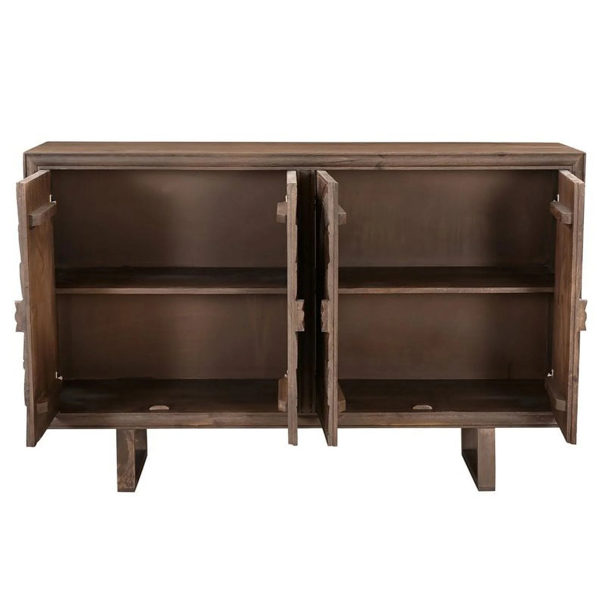 Solid Wood Cabinet with 4 Hand-Carved Doors M3075