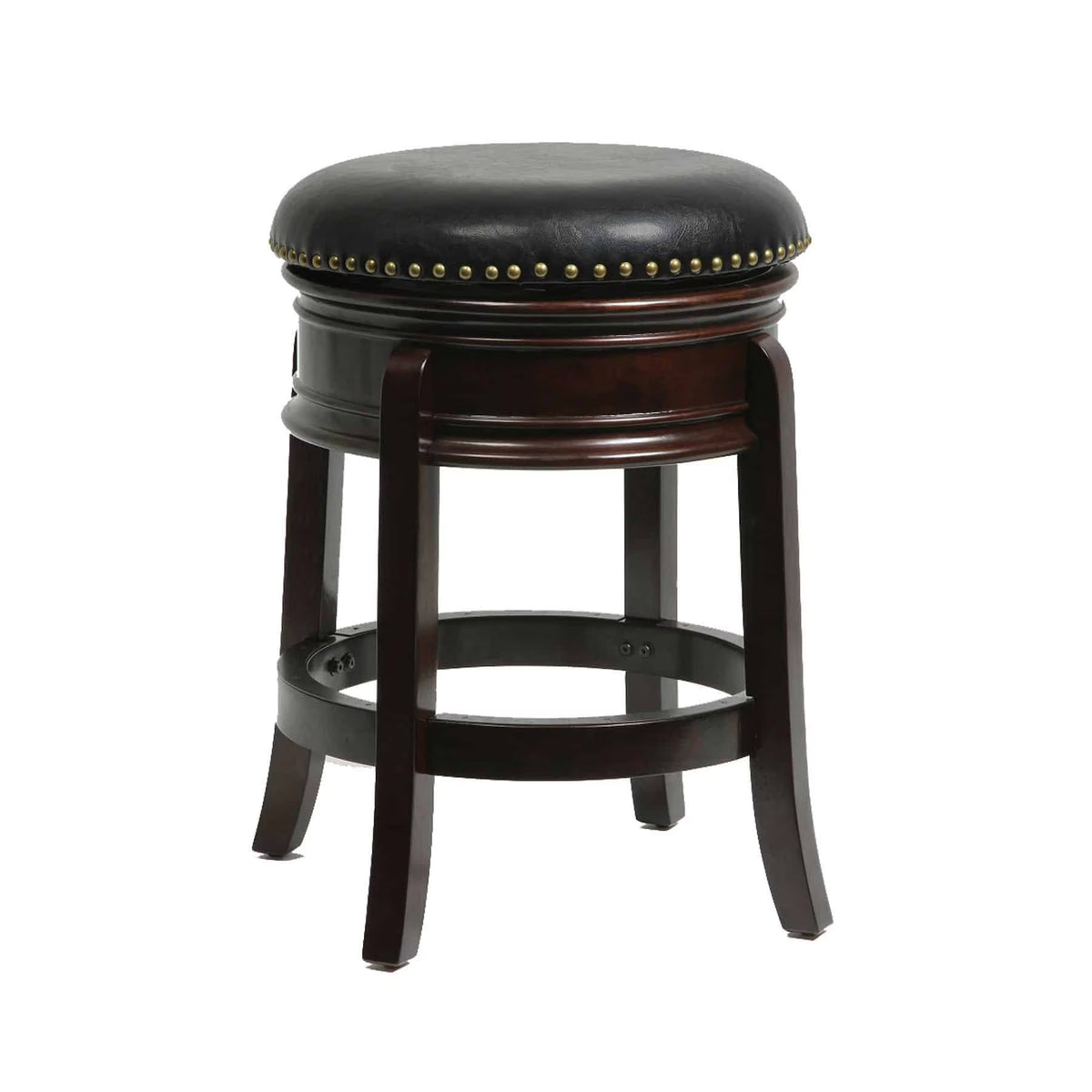 Cappuccino Backless Swivel Wood Counter Stool O166