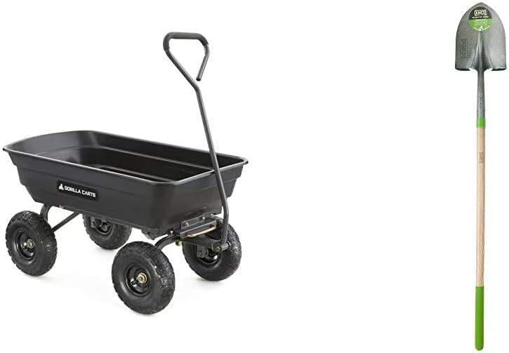 Green Poly Garden Dump Cart with Steel Frame and 10 Pneumatic Tires, 600-lbs. Capacity G832