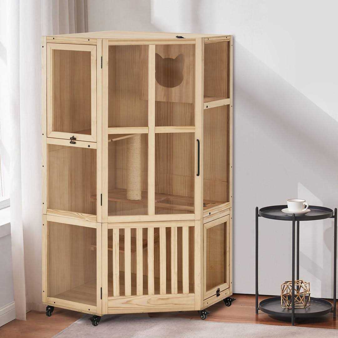 Large Corner Cat House with Scratching Post H22902