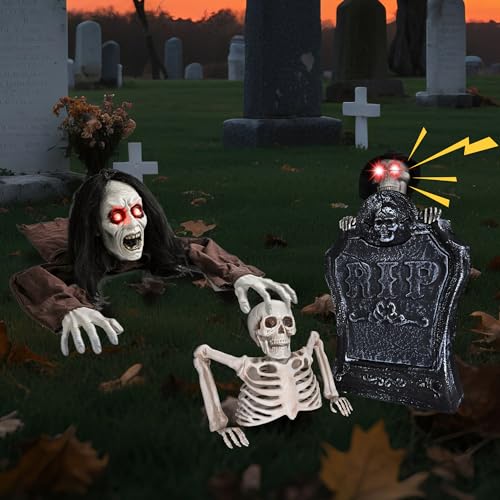 Zombie Groundbreaker with Scary Sound & LED Flashing Eyes Outdoor Decoration K8720