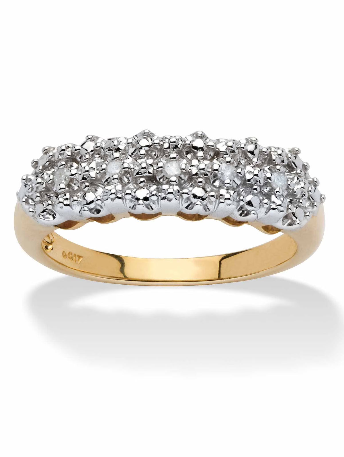 10k Yellow Gold Diamond Accent Cluster Ring I20230