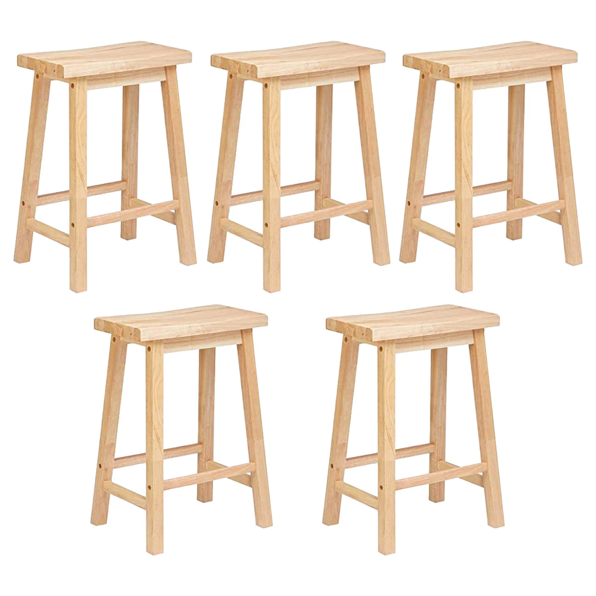 Natural 29In Wood Kitchen Counter Stools 5 Pack U5258