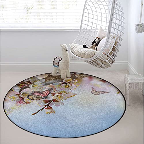 Grey Charcoal Bamboo Chair Mat Diameter 43.3 in R696399