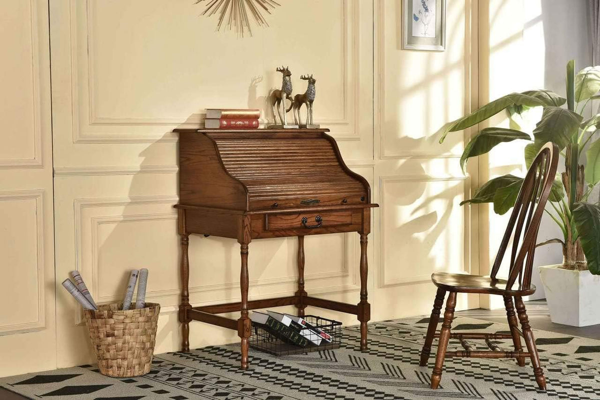 Solid Oak Wood Mini Roll Top Desk Z975