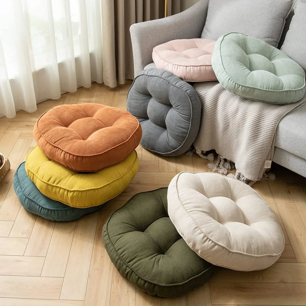 Orange 22x22 Inch Corduroy Round Chair Pad W405