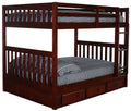 Full over Full Size Ladder Bunk Bed with 3 Drawers Q763
