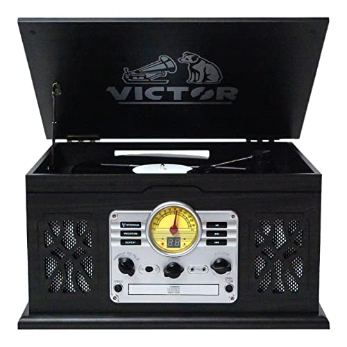 7-in-1 Turntable Music Center with 3-Speed Record Player, Graphite O103923