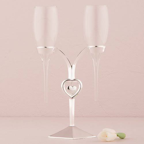 Glass Flutes with Silver Stand R20987