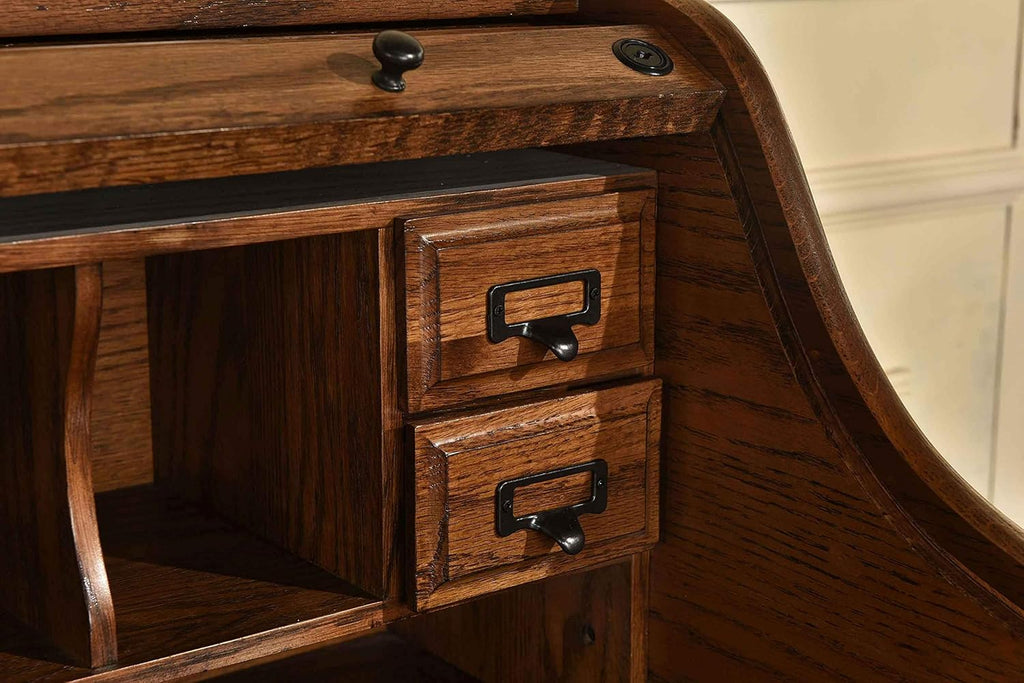 Solid Oak Wood Mini Roll Top Desk Z975