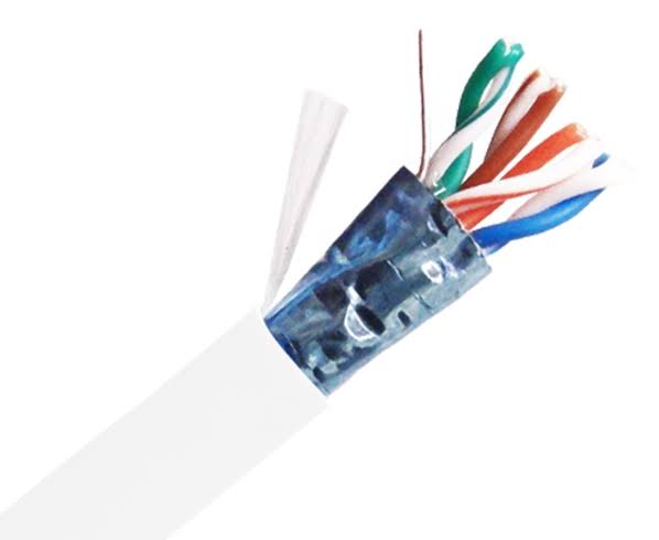 Cat5e Shielded Bulk Ethernet Cable, 24 AWG, 1000ft White Q69846