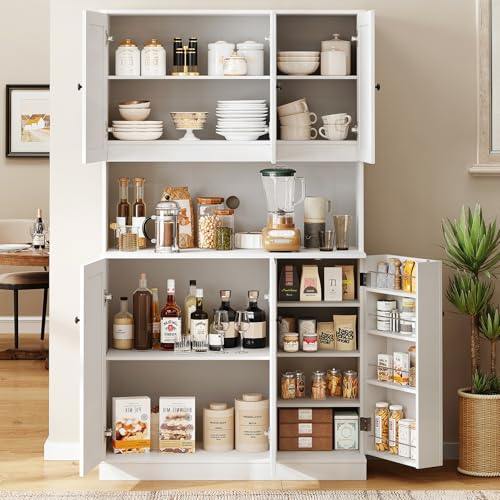 Black Kitchen Pantry Storage Cabinet with Microwave Stand T8955